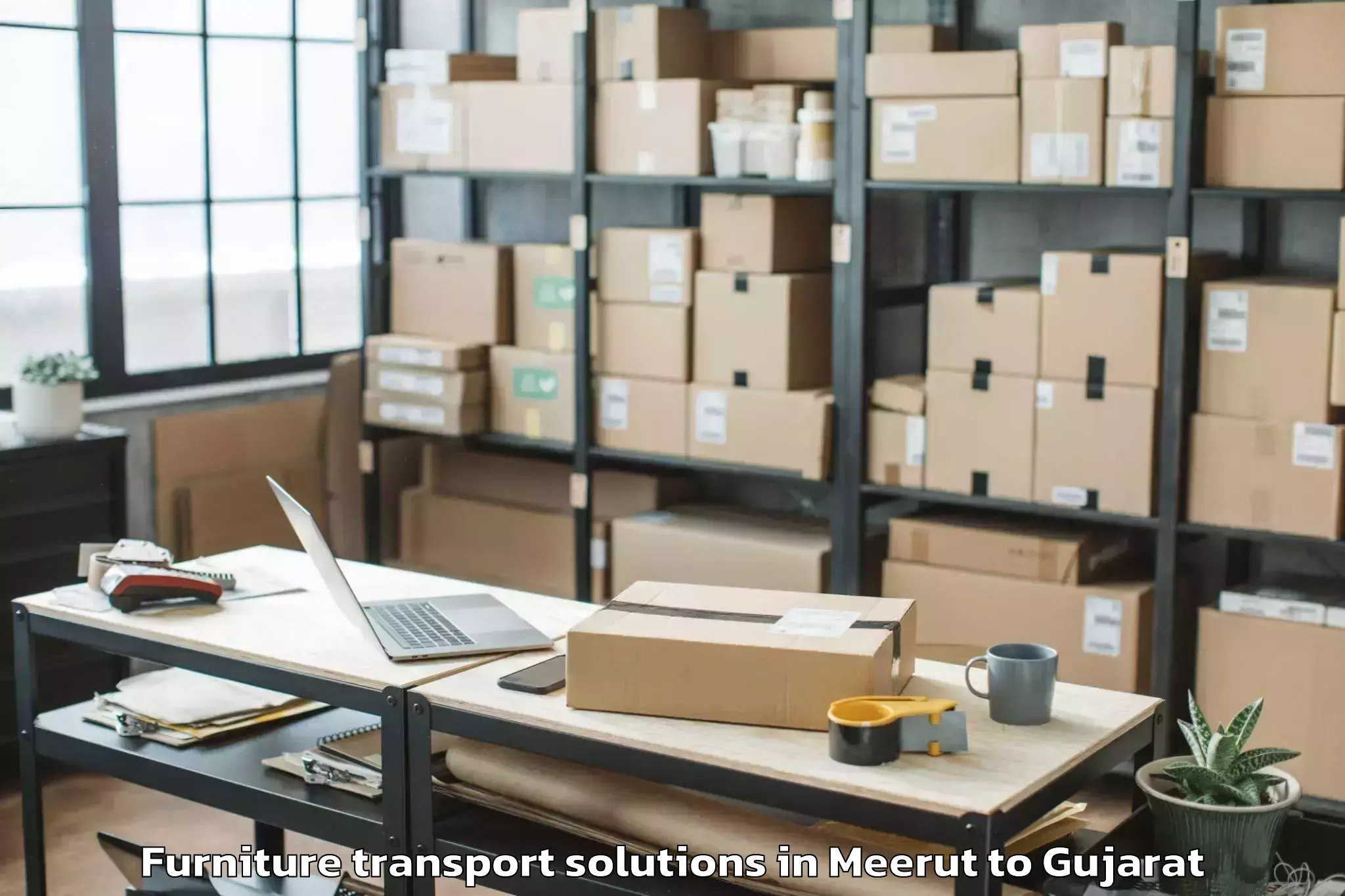 Top Meerut to Dhasa Furniture Transport Solutions Available